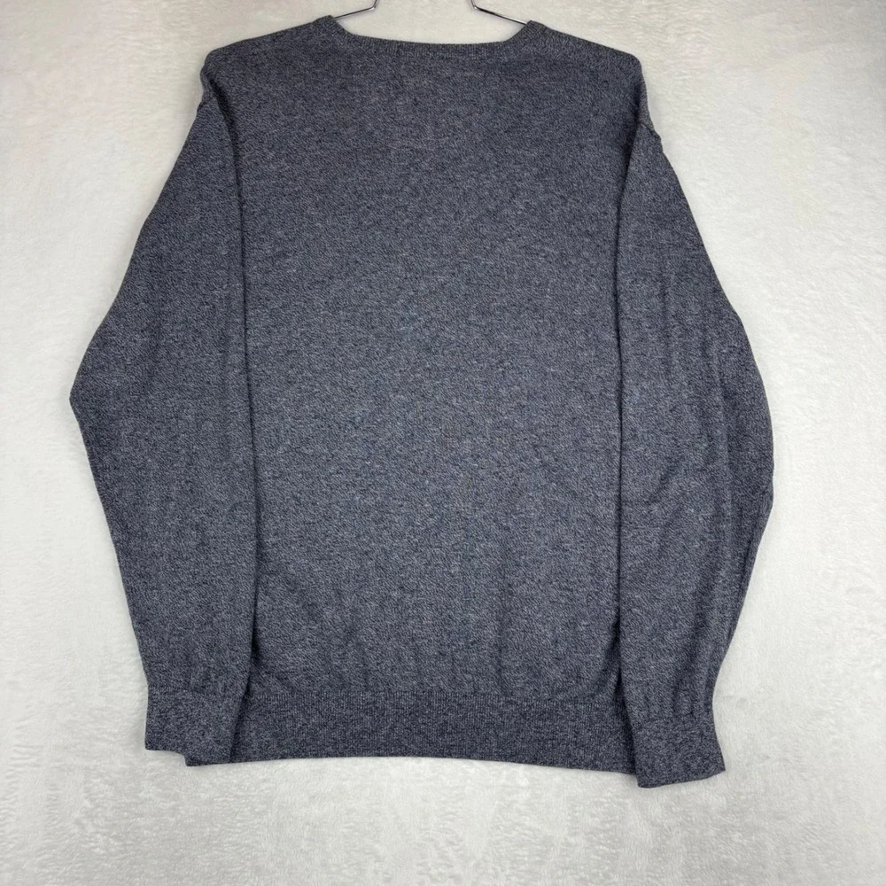 Lacoste Mens V-Neck Sweater Blue Marl Knit Crocodile Logo fits like a U.S. 2 XL
